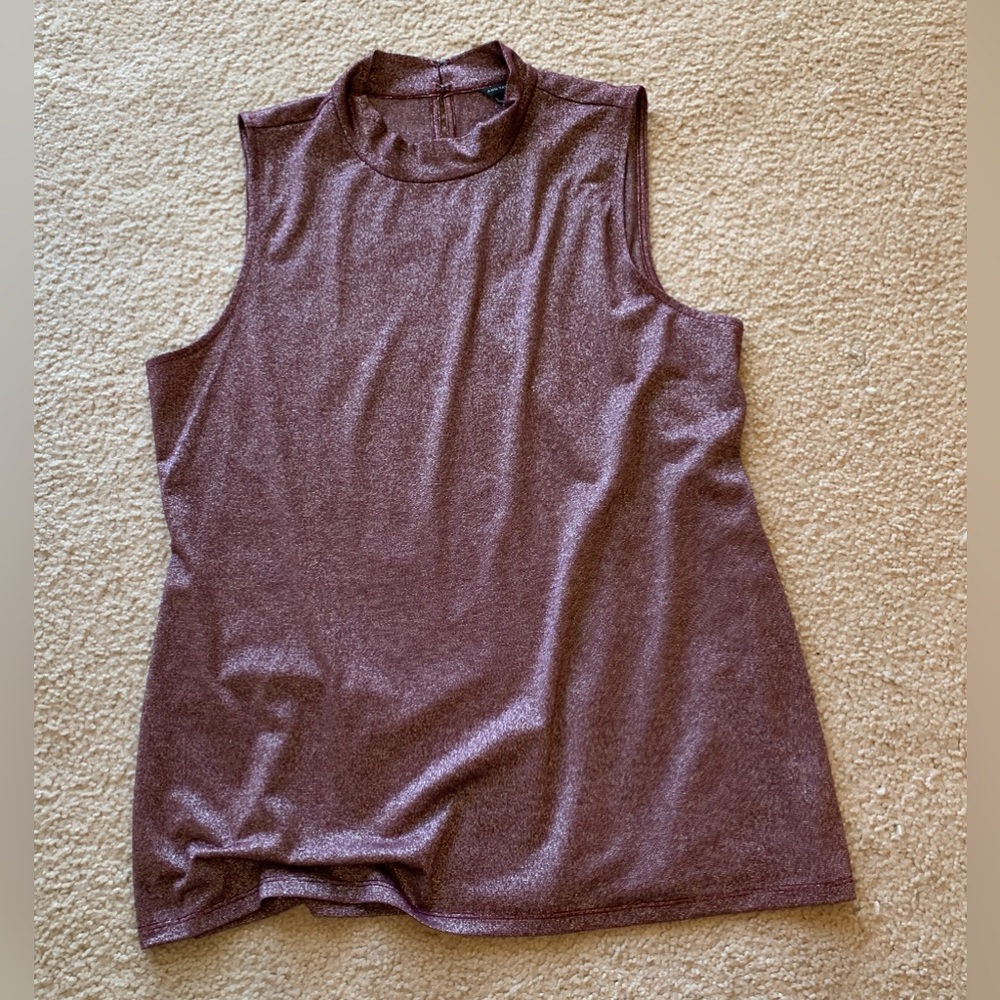 Gorgeous Metallic Plum Ann Taylor Mock Neck Tank Top
